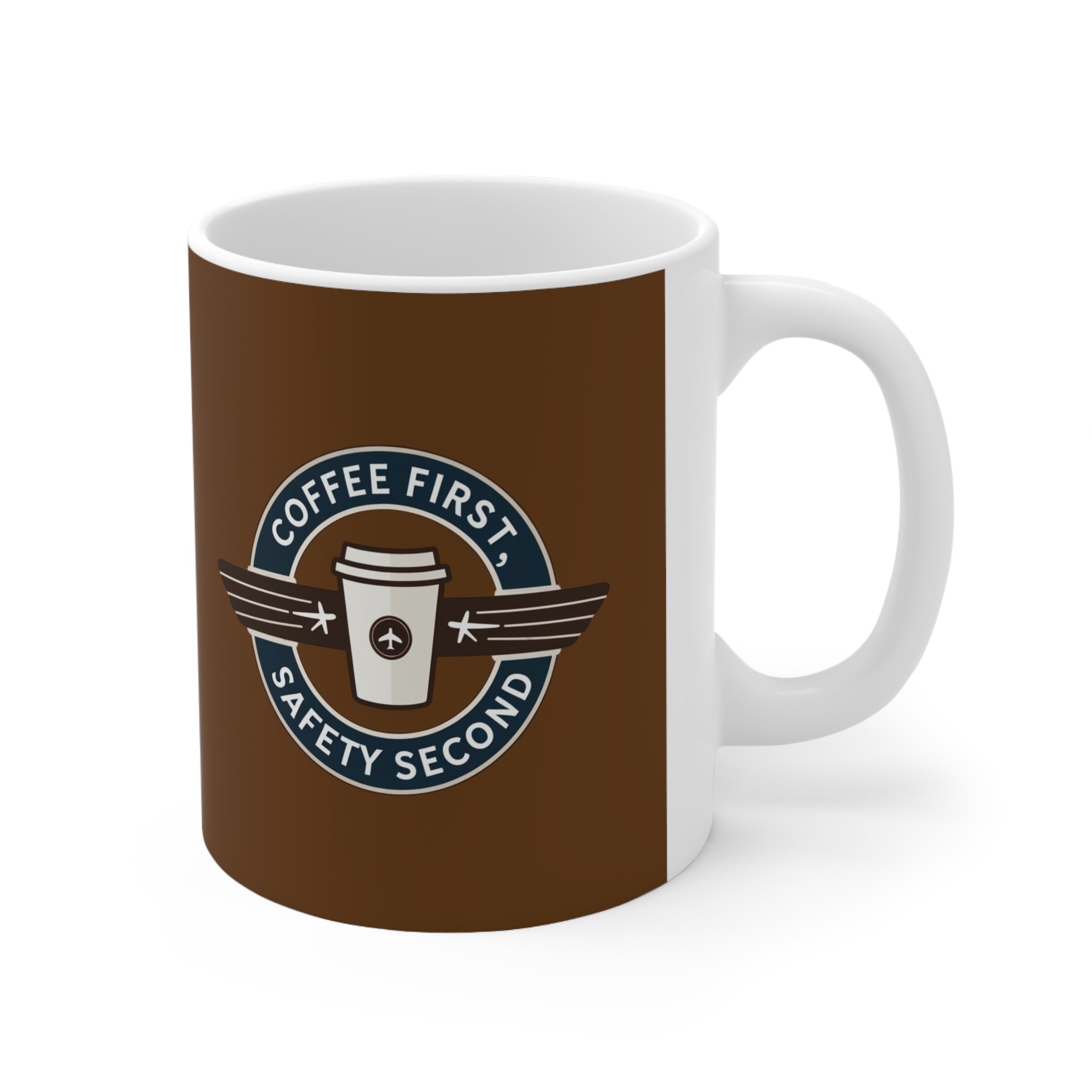 Kubek Coffee first, safety second ALPHA brązowy