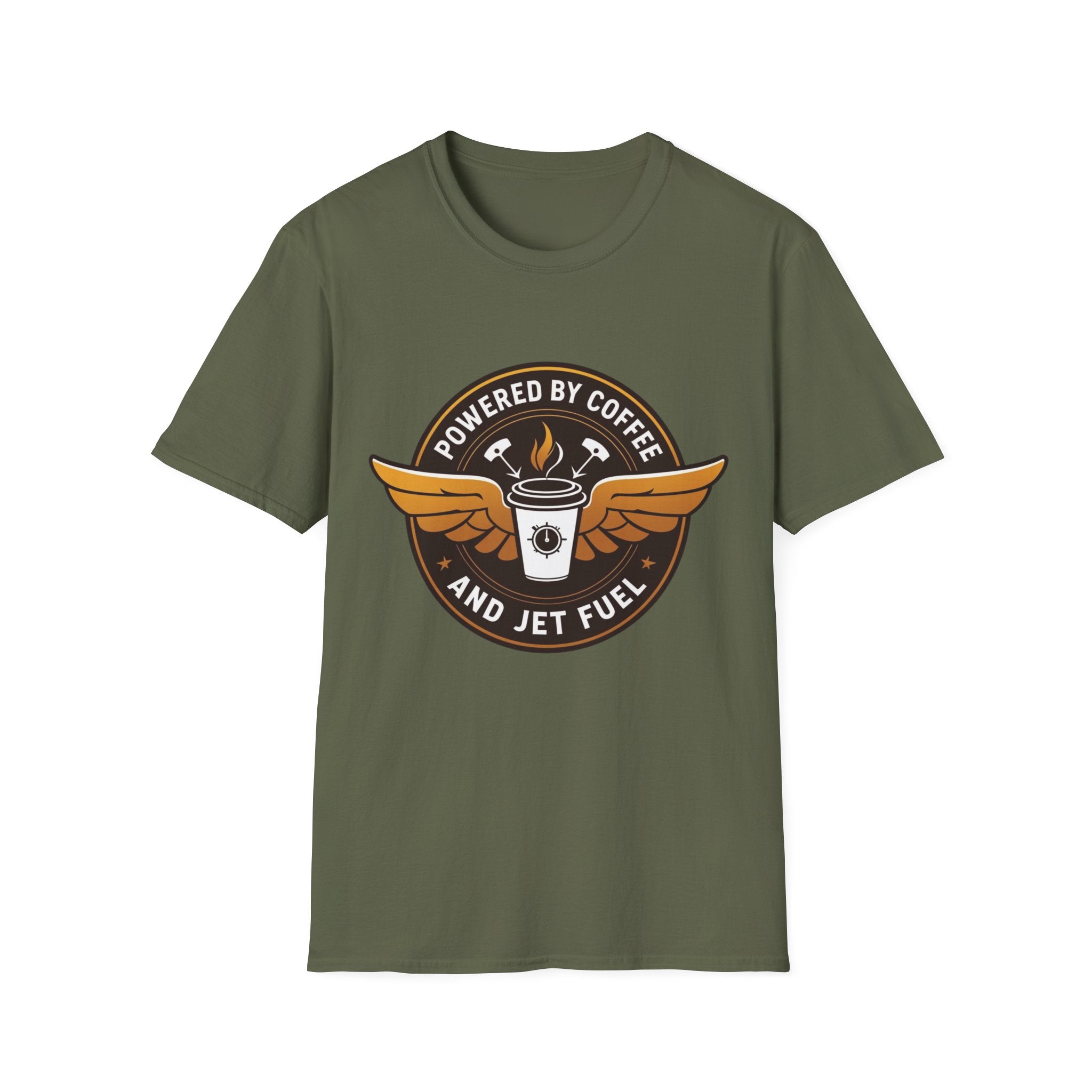 T-shirt Powered by coffee and jet fuel