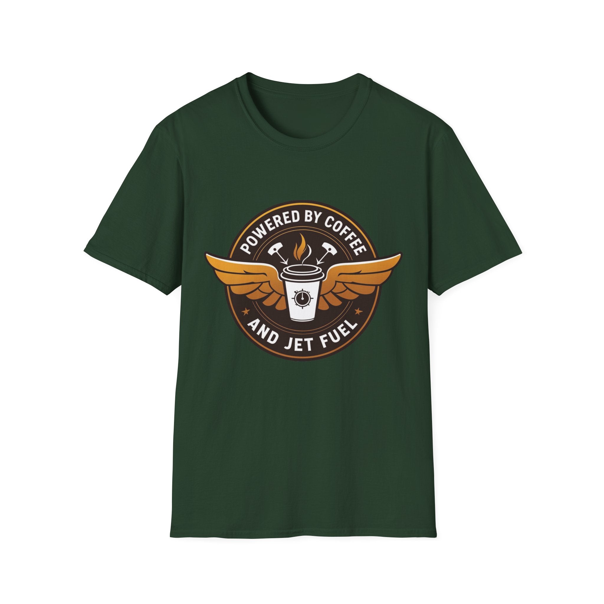 T-shirt Powered by coffee and jet fuel