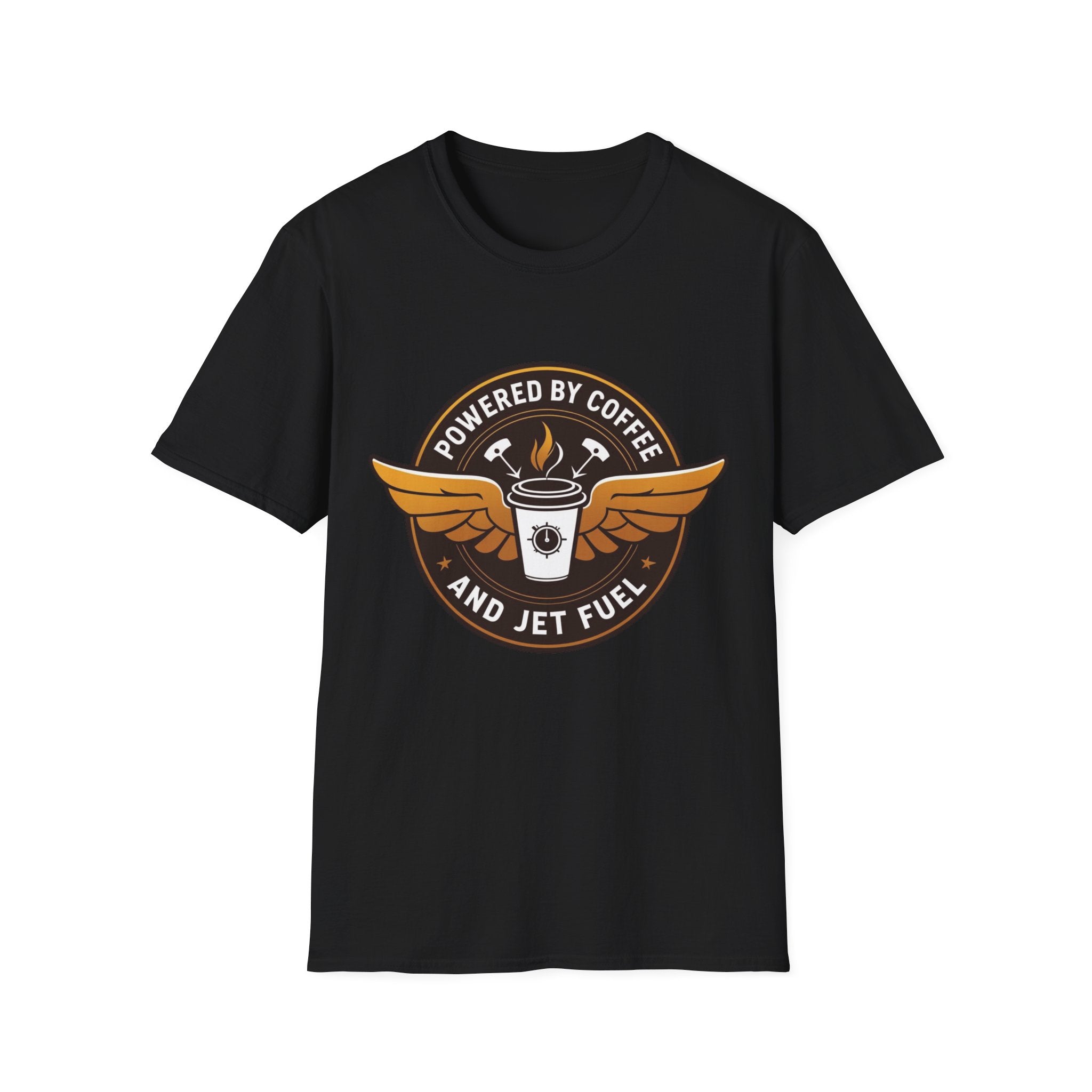 T-shirt Powered by coffee and jet fuel