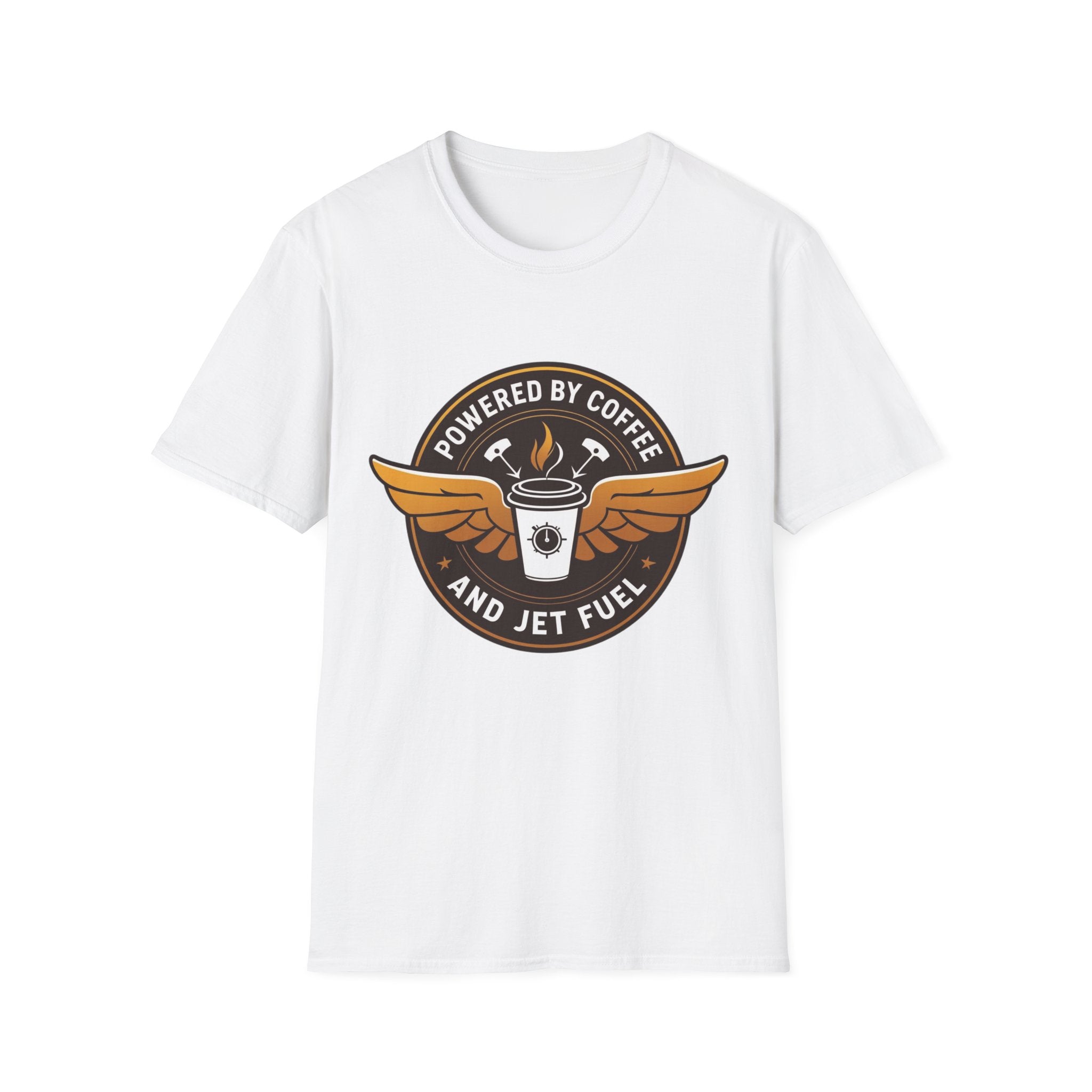 T-shirt Powered by coffee and jet fuel